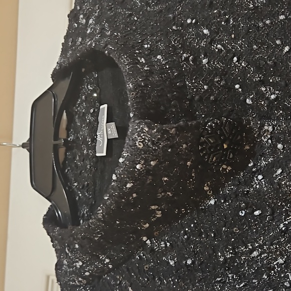 JM Collection Women 3X Black Metallic Knit Sweater Jacket w/ 3 large buttons - Picture 6 of 7